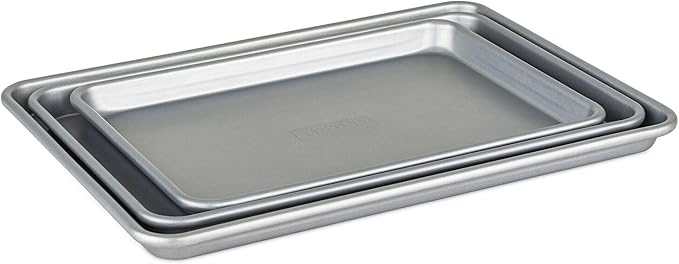 Viking Premium 3-Piece Nonstick Baking Sheet Pan Set, Made without PFAS, Heavy Gauge Aluminized Steel Cookie Sheets with Reinforced Iron Frame, 13, 15 & 18-Inch, Oven Safe to 475F