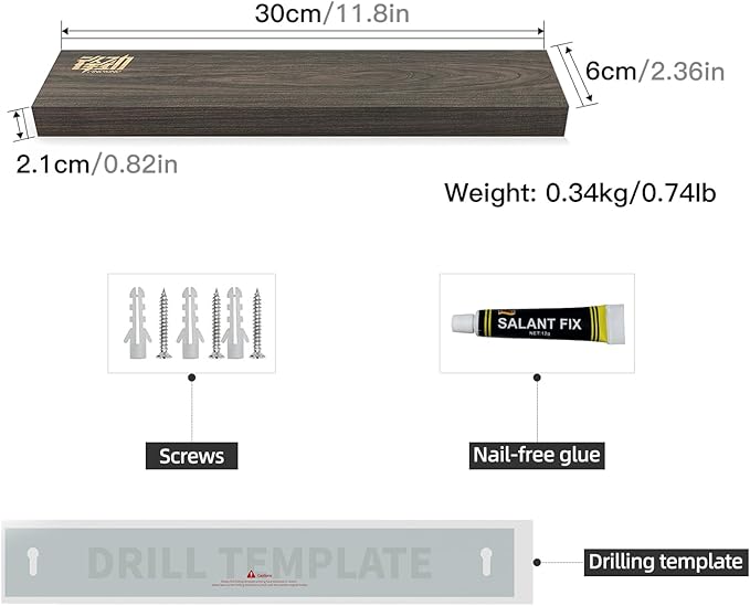 FINDKING Ash Wood Magnetic Knife Strip, Wall Mounted Wooden Knife Holder with Strong Magnets for Kitchen Organization, 12 Inch Dark Brown, Without Knives