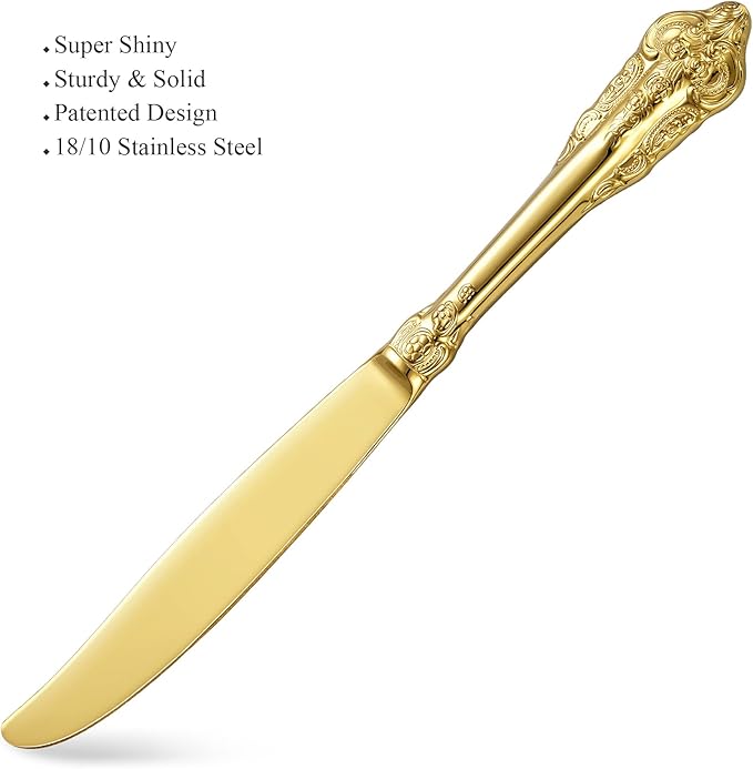 KEAWELL Luxury 20-Piece 18/10 Stainless Steel Flatware Set (Gold)