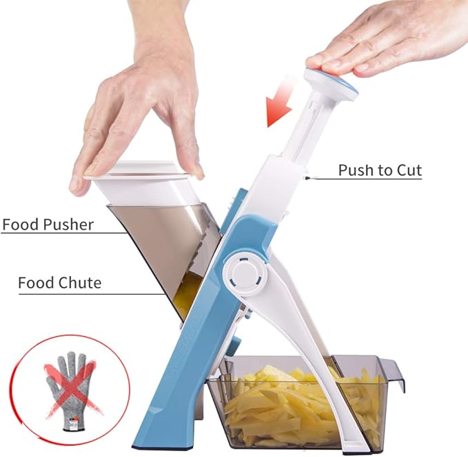 ONCE FOR ALL Safe Mandoline Slicer, All in 1 Vegetables Slicer, Light Blue