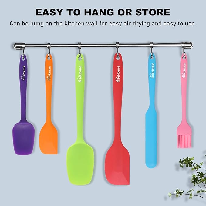 NileHome 6 Pieces Silicone Spatula Set with Silicone Brush,Multicolor
