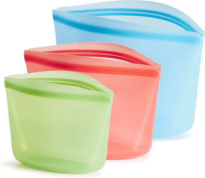 Stasher Premium Reusable Silicone Bags and Lunch Bag, 3-Pack, Multicolor
