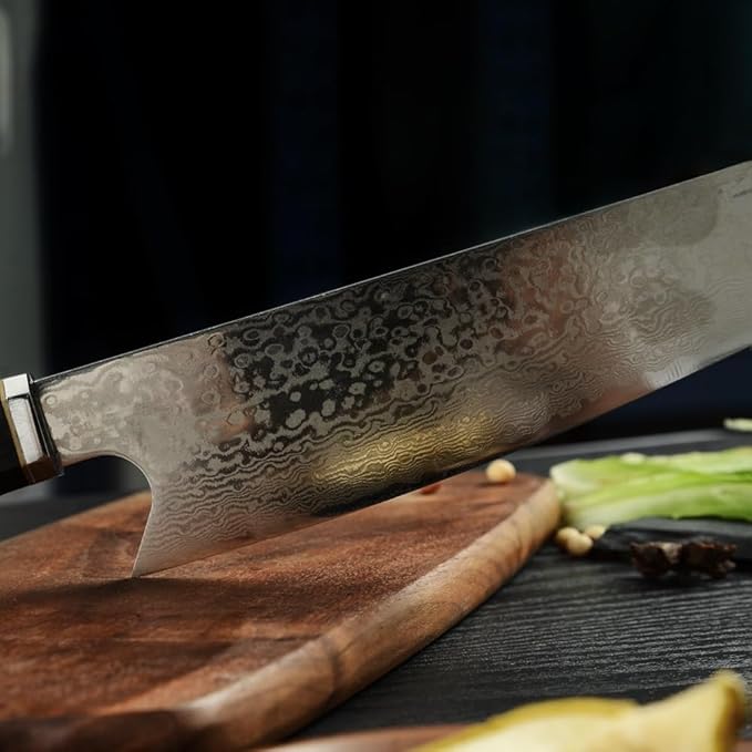 Seido 8.5-Inch VG10 Damascus Kiritsuke Chef Knife, Night Black