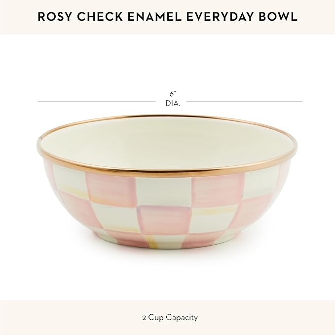 MACKENZIE-CHILDS Everyday Bowl, Extra Small, Pink-and-White Rosy Check