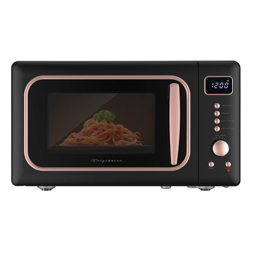 Frigidaire, 0.7 Cu. Ft. Retro Countertop Microwave Oven, 700W Compact Microwave with 8 Auto Cook Menus, Auto Defrost, 5 Power Levels, LED Display, Glass Turntable, Rosegold (Amazon Exclusive Color)