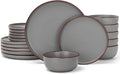 Famiware Mercury 18-Piece Stoneware Dinnerware Set, Dark Grey