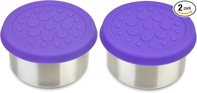LunchBots 4.5 oz Stainless Steel Condiment Containers 2pk Purple