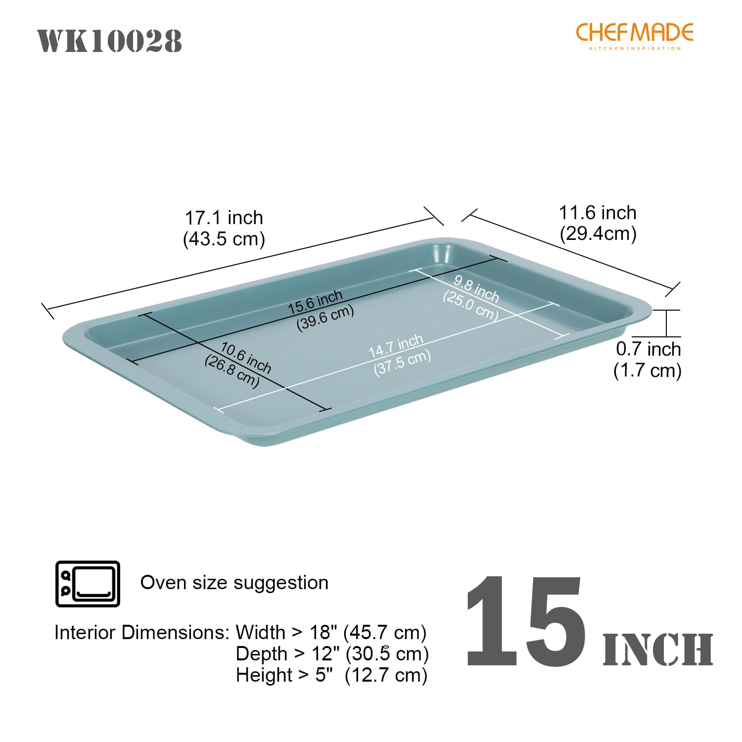 CHEFMADE Sheet Pan, 15 Inch Nonstick Carbon Steel Baking Cookie Pan