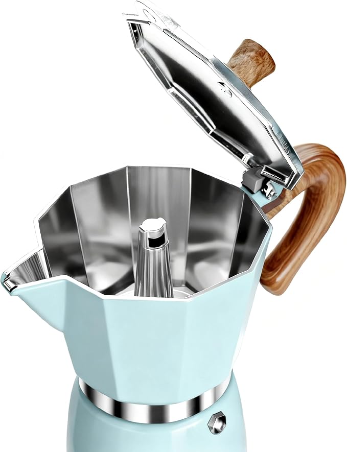 AGOGO Moka Pot Stovetop Espresso Set & Cuban Coffee Maker 6-Cup/300ml Blue