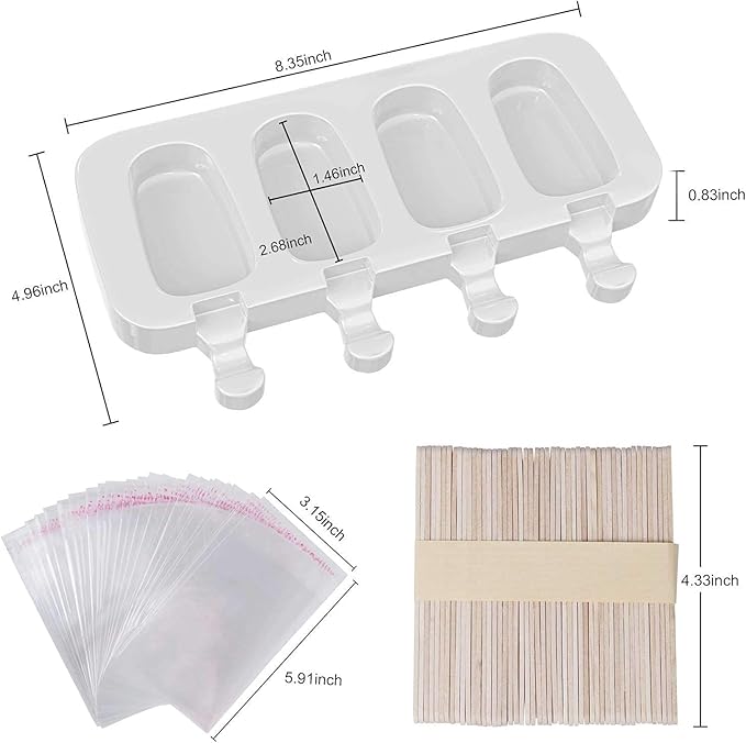 Ozera 2 Pack Popsicles Molds, Silicone Oval Cakesicles Cake Pop Molds Set