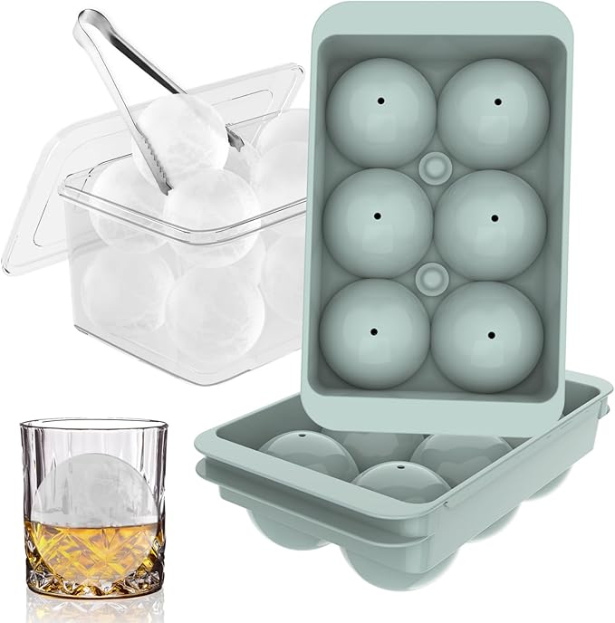 WIBIMEN 2.5-Inch Large Ice Cube Molds, 2-Pack Round Ice Ball Molds