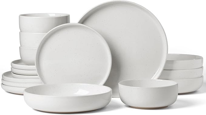 Famiware Milkyway 16-Piece Stoneware Plates and Bowls, White