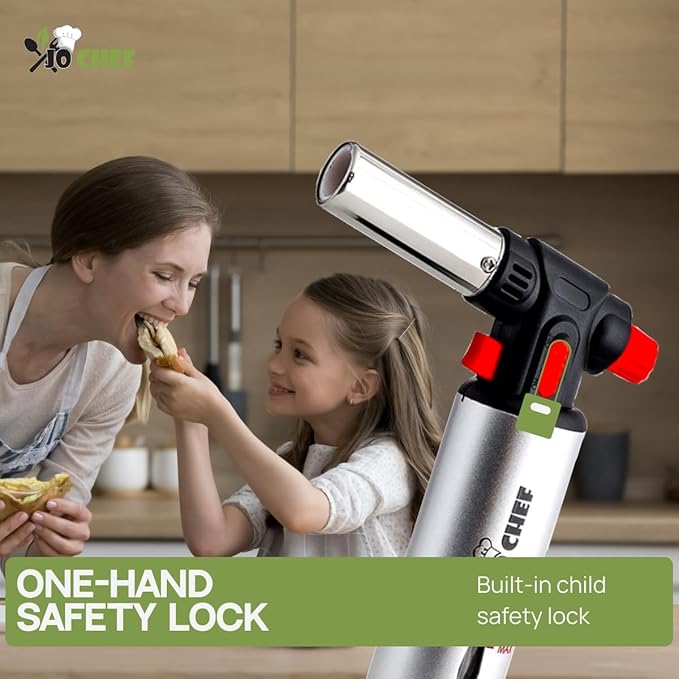 Jo Chef Kitchen Torch, Refillable Butane Torch for Creme Brulee, Cooking