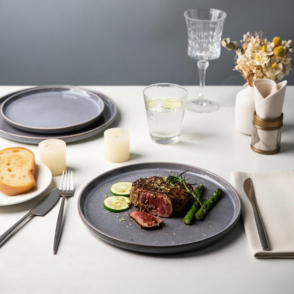 AmorArc Stoneware Dinnerware Sets for 8, 24Pcs Plates and Bowls Sets Dishes
