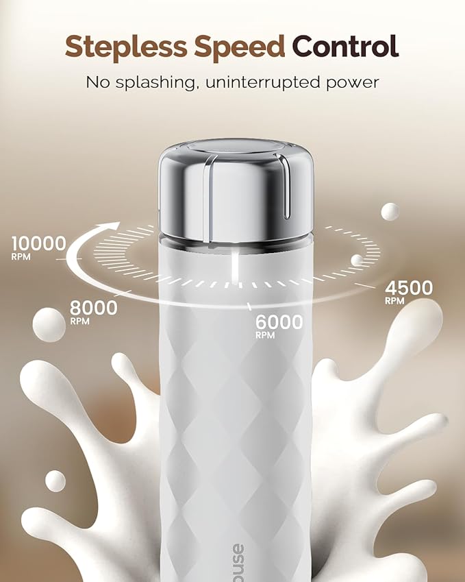 Maestri House LunaFro 2.0 Rechargeable Milk Frother, Stepless Speed Control