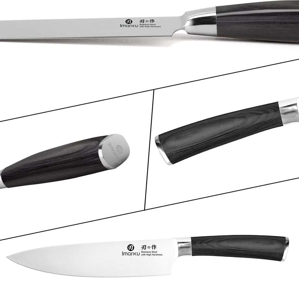imarku 8 Inch Japanese SUS440A Stainless Steel Gyutou Chef Knife, Black