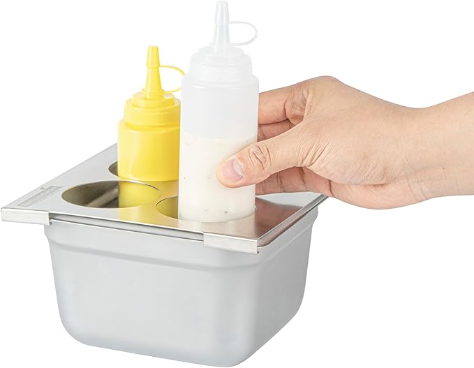 Restaurantware Stainless Steel Bottle Organizer - 1 Count - 6.299 x 7.087 x 0.394 Inches - Dishwasher-Friendly Condiment Holder - Kitchen Bottle Rack - Space-Saving Design - Silver
