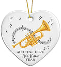 Personalized Text Name Year Trumpet Xmas Ceramic Ornaments, Trumpet Instrument Christmas Tree Ornament 2026, Trumpetist Christmas Ornament Gift for Men Women, Instrument Themed Xmas Decor