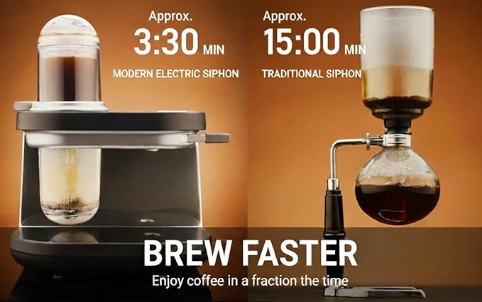 Tiger Siphonysta Siphon Coffee Maker | Single Serve Coffee Machine with Automatic Siphon Brewing | 9 Flavor Settings | Vacuum Brew Technology | Made in Japan | 10 oz | Black