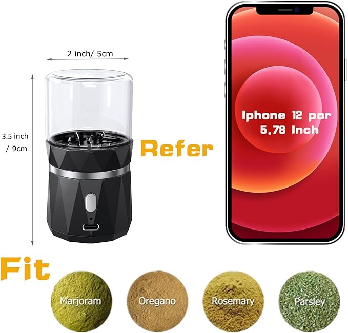 Portable Electric Herb Grinder Dry Herb Spice Grinder with Her Jar & Spoon