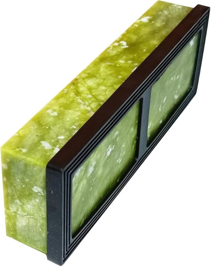 Knife Sharpening Stone,10000 Grit Sharpener Whetstone Final Fine Polishing Natural Green Honing Oilstone for, Knives Tools,Cutting Tools, Angle Guide and Non-Slip Rubber Base (SET-D)