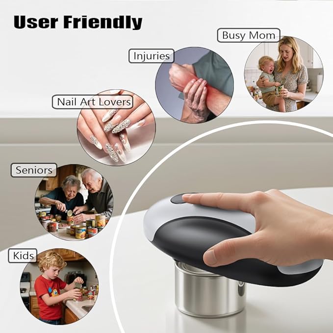 ZEUSORA Electric Can Openers in 2026: Automatic Can Opener Electric with Rechargeable. The Can Opener Creates A Smooth Edge, Making It The Best Gift for Seniors And Kids. White