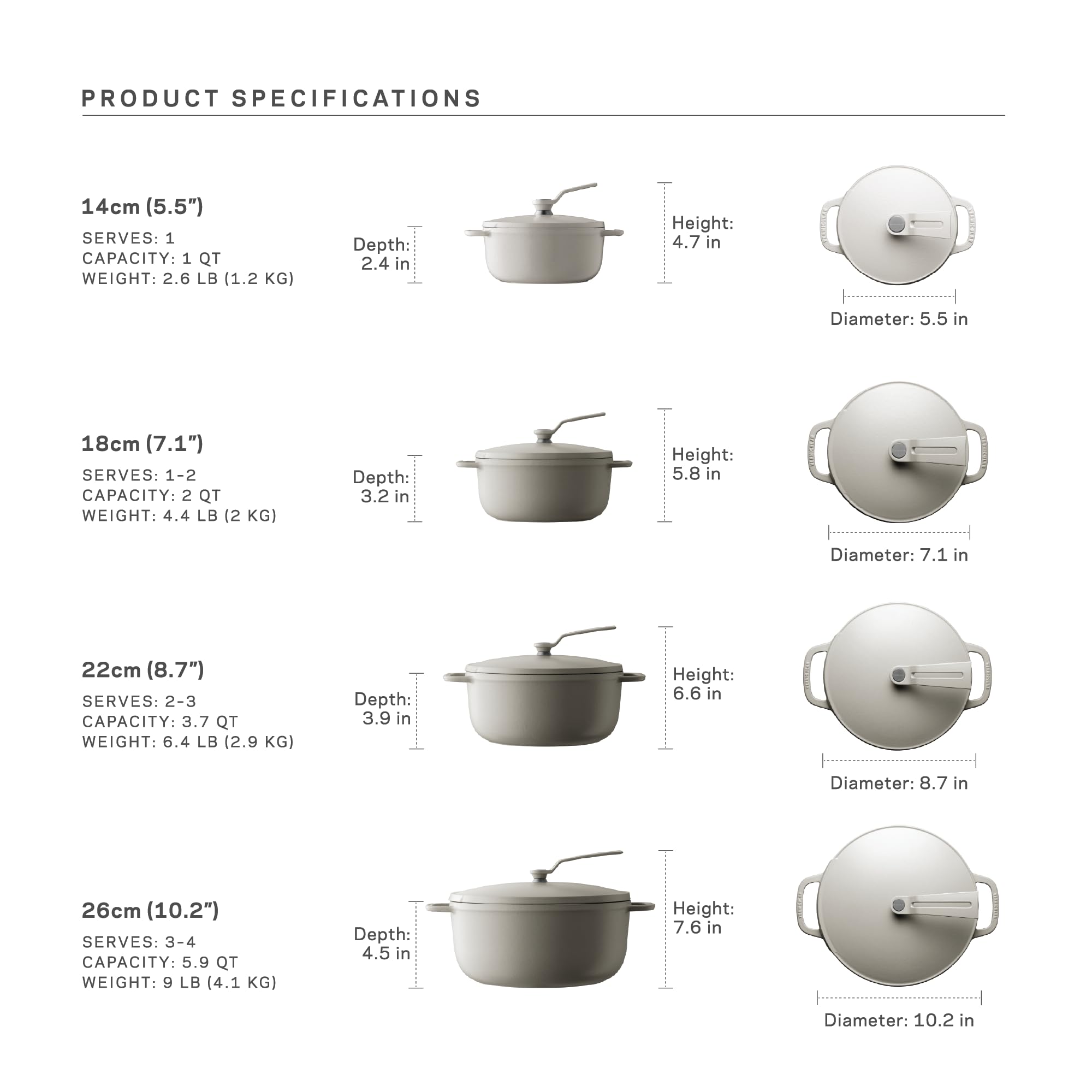 Vermicular Oven Pot 2.0 | 14cm (1qt) - Hazelnut Brown