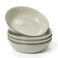 famiware Moonlight 8.5 Inch Pasta Bowls Set of 4, 32oz Serving Bowls for Kitchen, Soup Bowl with Linen Finish, Large Stoneware Bowls for Festivals, Housewarming, Dinnerware, Summer Sand