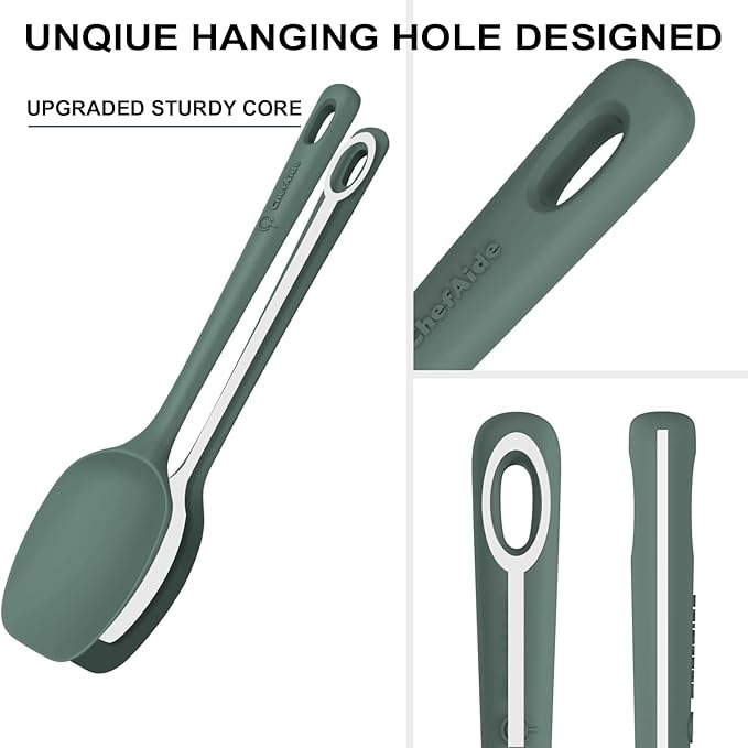 ChefAide 5 Pieces Silicone Spatula Set, Food Grade Rubber Spatula, Upgrade Strong Handle with Ergonomic Grip, Heat Resistant Up to 600°F for Nonstick Cookware, Cooking