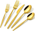 18/10 Silverware Set for 8, 40 Piece Gold Stainless Steel Flatware Cutlery