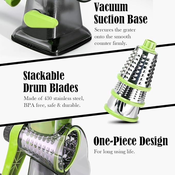 Dachenus Cheese Grater Rotary Cheese Grater,Versatile Cheese Shredder