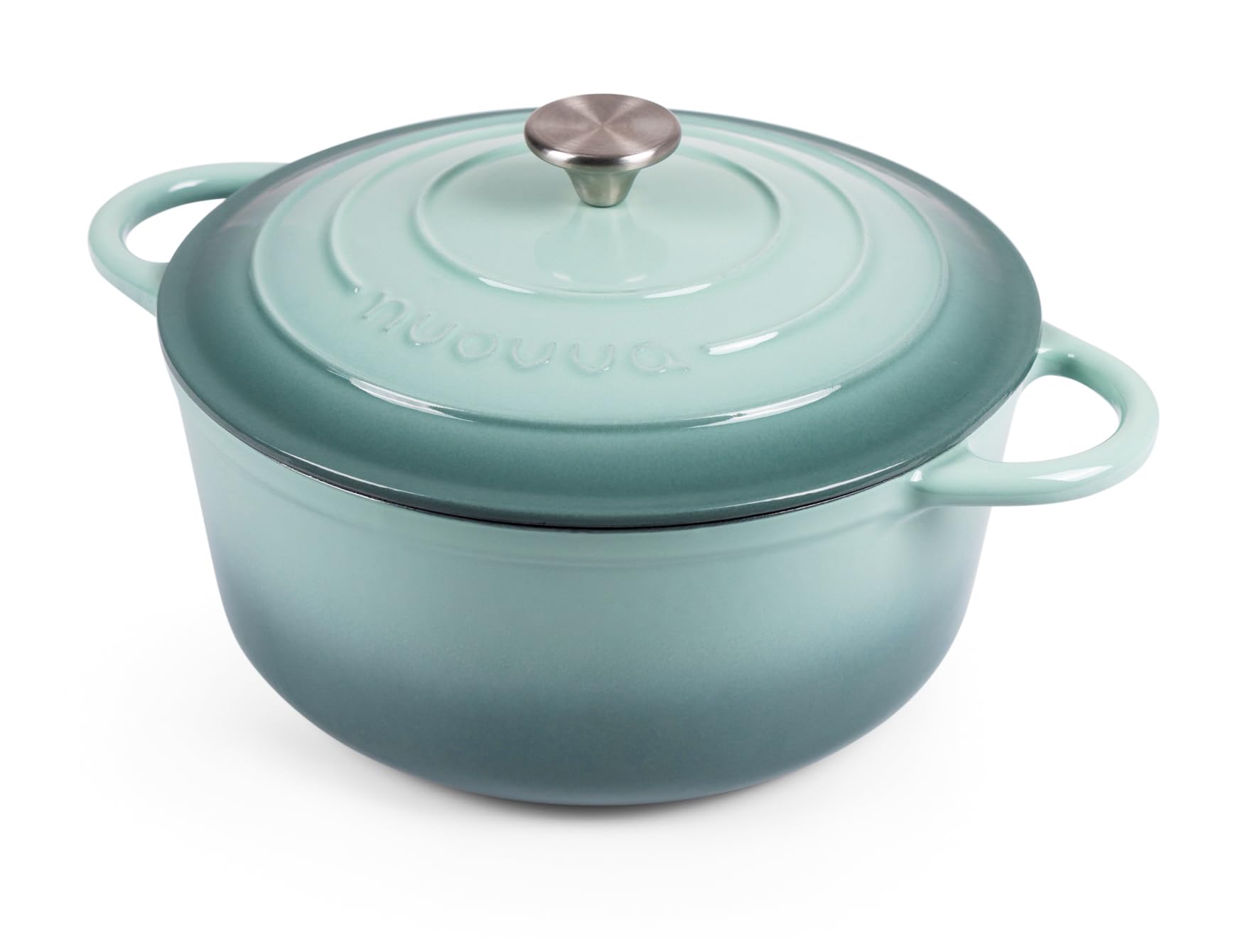 Nuovva Enamelled Cast Iron Dutch Oven Pot with Lid 6.4 Quart Non Stick Casserole Pot-Heavy Duty & Oven Safe up to 500° F for Bread Baking, Braising, Stews, Roasting - 28cm Sea Salt