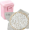 Hommtina 2.2Lb Ceramic Pie Weights Baking Beans Pie Crust Reusable 10mm Weights Natural Ceramic Stoneware with Wheat Straw Container (35 Oz Total) (Pink)