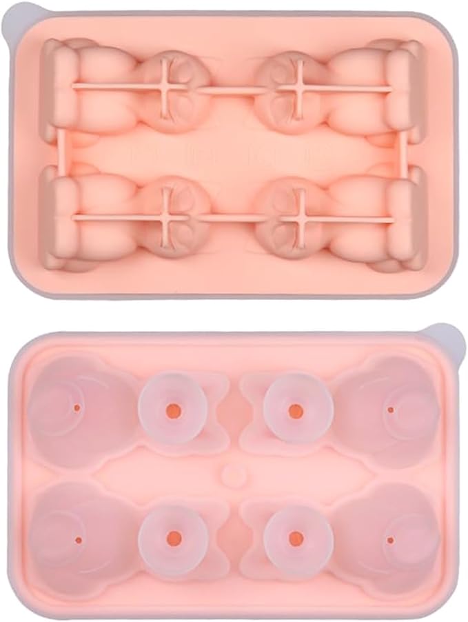 UIVXXUD Cute 3D Cat Ice Mold, Kitty Ice Cube Tray Popsicle Molds (Pink)