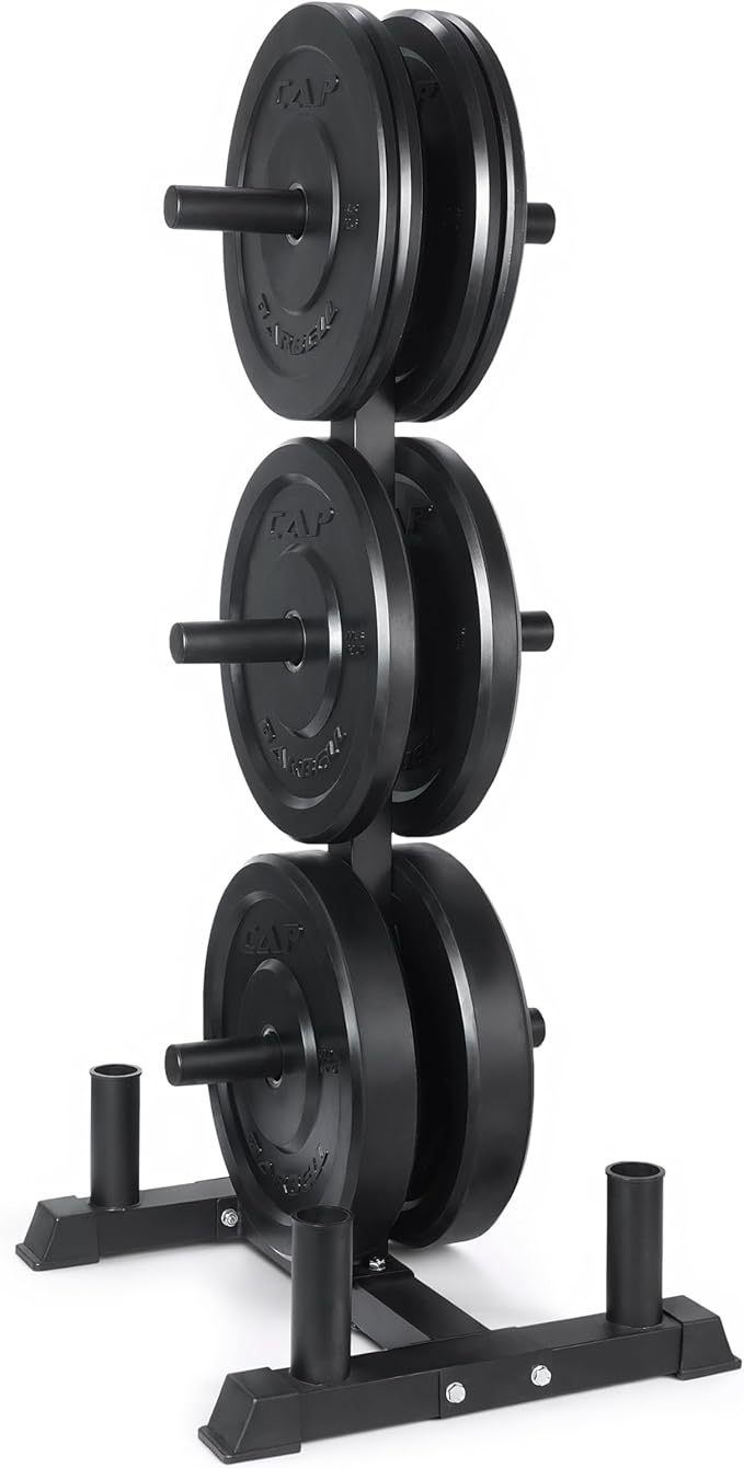 CAP 190lb Elite Olympic Bumper Plate Set with Storage Rack