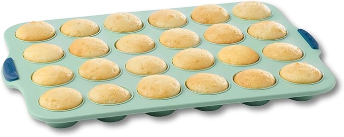 Starfrit 24-Cup Mini Muffin Pan, Silicone, Metal Frame, Green