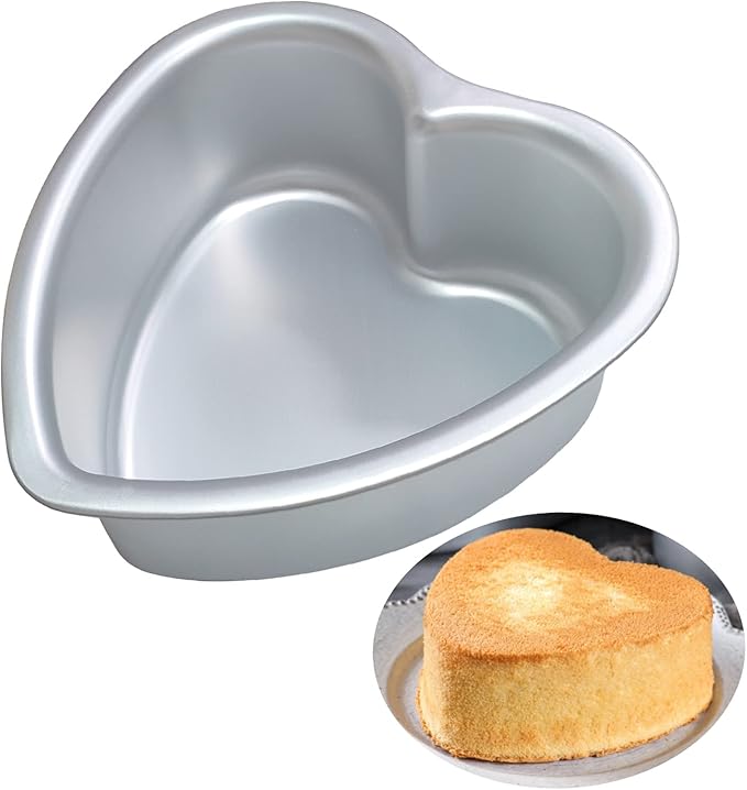 kefyixc Heart Shaped Cake Pan - 6x3 Inch Aluminum Cake Tin for Weddings, Parties, and Family Occasions Make cake pans for 1-2 servings, heart-shaped small cake pan