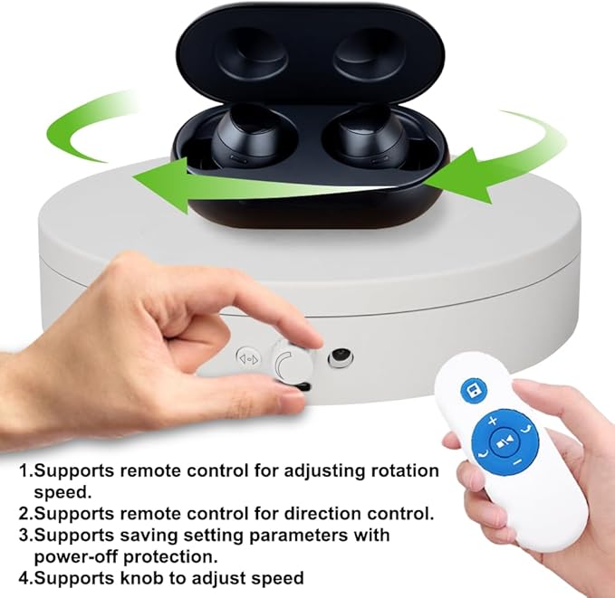 ComXim Knob Speed Adjustment Remote Control Motorized Rotating Display Stand 3d scanner Electric Turntable rotating platform for Photography Products Shows,Jewelry,Watch,3D Models,Cake Support AAA
