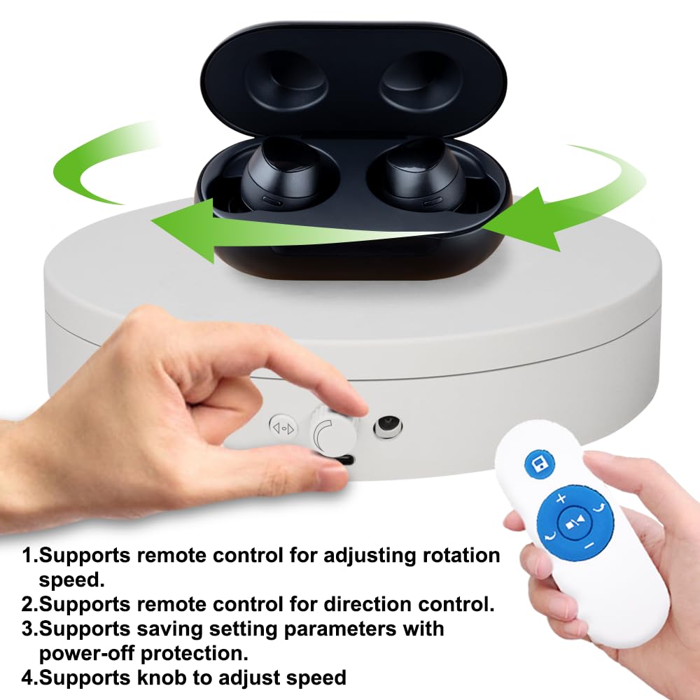 ComXim Knob Speed Adjustment Remote Control Motorized Rotating Display Stand 3d scanner Electric Turntable rotating platform for Photography Products Shows,Jewelry,Watch,3D Models,Cake Support AAA