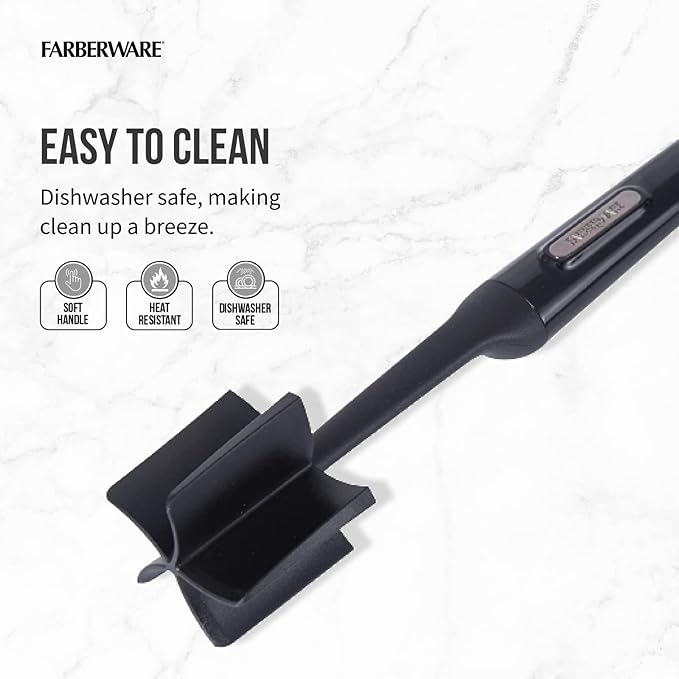 Farberware Meat Masher and Chopper Tool with 5 Beveled Blades - Ground Beef Chopper, Potato Masher, Batter Stirrer - Heat Resistant to 450 F, Dishwasher Safe