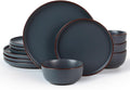Famiware Mercury 12-Piece Stoneware Dinnerware Set, Charcoal