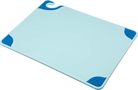 San Jamar Saf-T-Grip Cutting Board With Molded-In Ruler, Plastic Chopping Board for Kitchen, 15" x 20" x 0.5", 1 Count, Blue