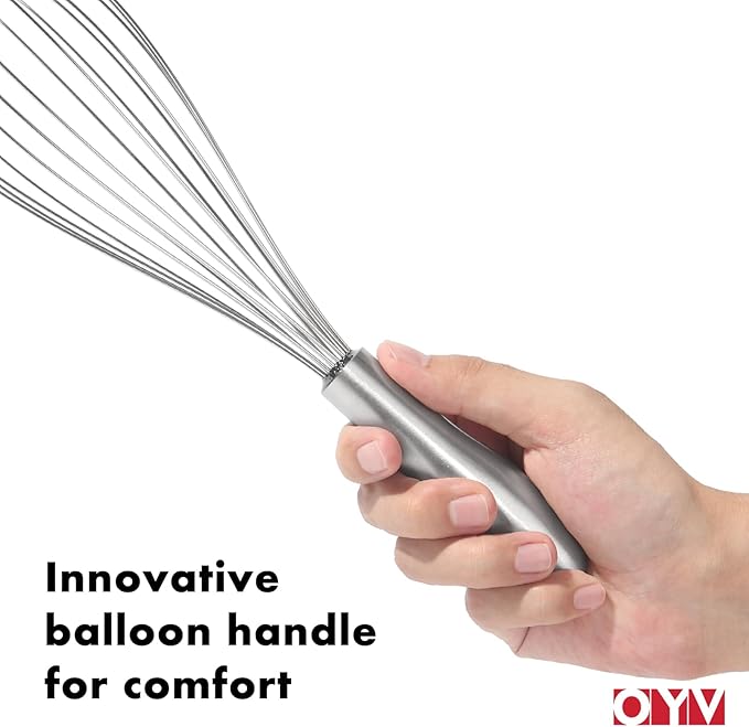 OYV 18/10 Stainless Steel Whisk, 12-Inch Metal Whisk, Ergonomic Handle