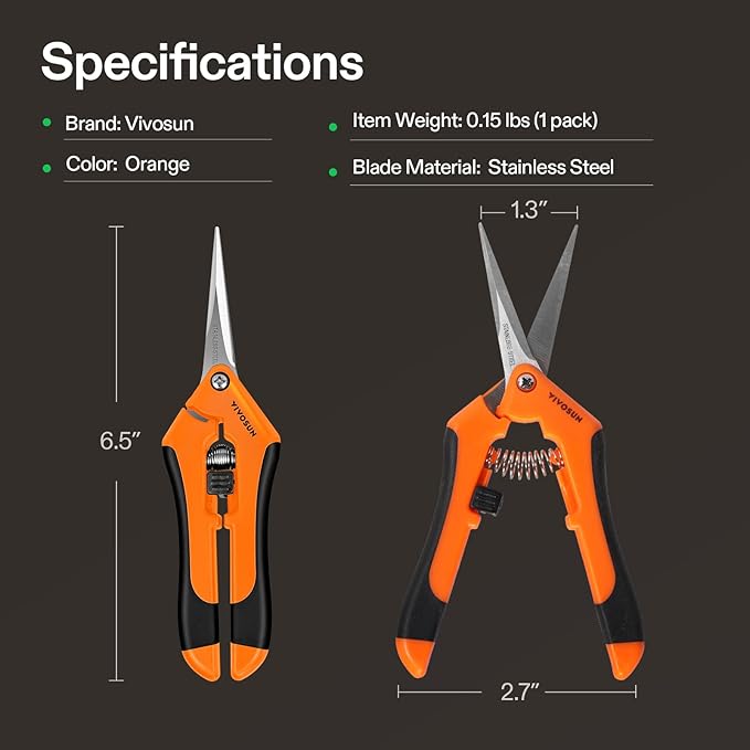 VIVOSUN 6.5 Inch Garden Scissors, Orange Pruning Shears for Plants, 6-Pack