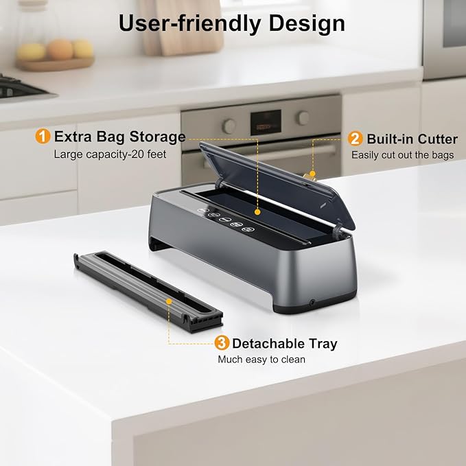 Newise Vacuum Sealer for Food, 85Kpa Food Saver Vacuum Sealer Machine