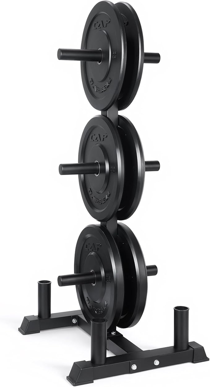 CAP 100lb Elite Olympic Bumper Plate Set with Storage Rack