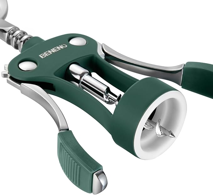 Beneno Premium Wing Corkscrew Wine Opener and Bottle Opener, Dark Green