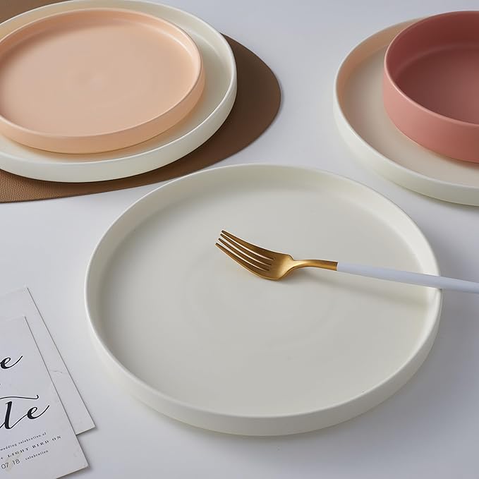 Stone Lain Stella Dinner Plate 6-Piece Set, Round, Porcelain, Cream