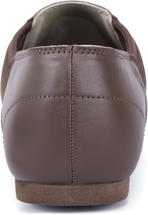 Linodes Leather Jazz Shoe Slip-on for Women Men Dance Shoes Coffee 8M