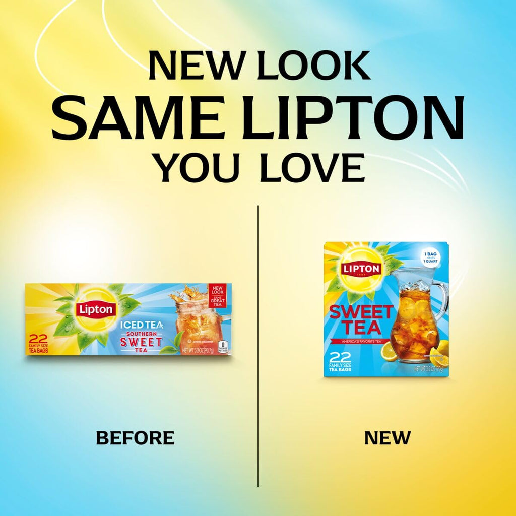 Lipton Southern Sweet Iced Tea Bags, Family Size, 132 Total Bags